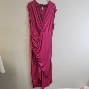 Elegant Asymmetrical Fuchsia Dress